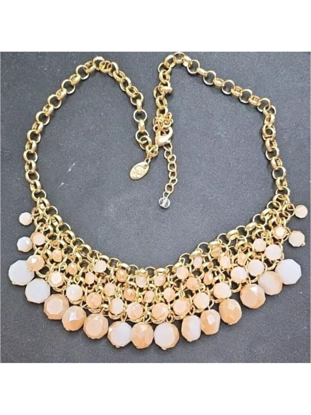 Charming Charlie Bib Glass Gold Tone Necklace